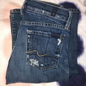 7FAM Distressed Bootcut Jeans